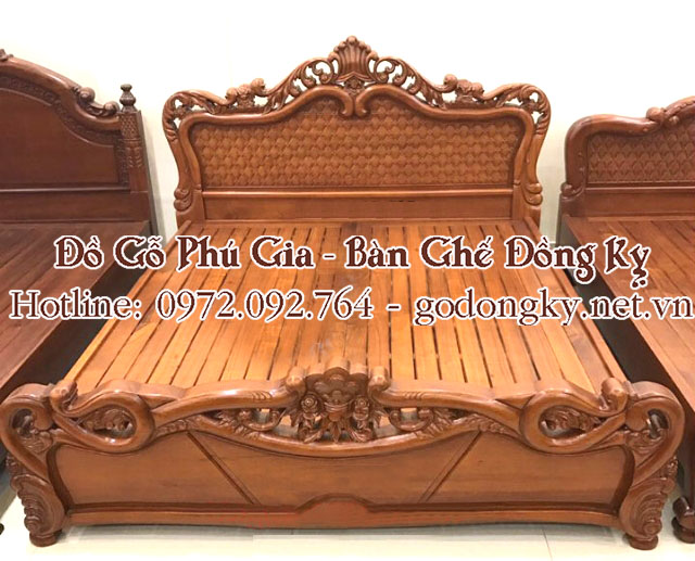 mẫu giường ngủ tân cổ điển gỗ hương